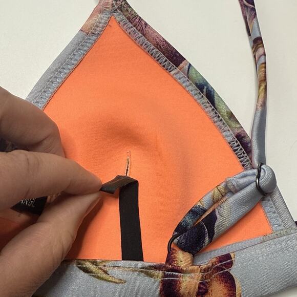 Triangl Neoprene Bikini Swimsuit Gray Floral 2pc Bathing Suit S/M With Bag GLAWS - Picture 13 of 16